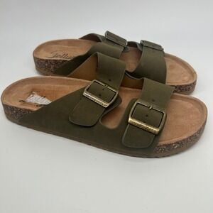 Jellypop Adkins Olive Green Cork Footbed Slides Sandals Women's Size 8M